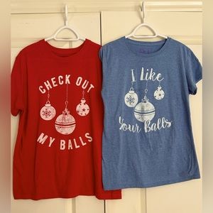 Funny couple Christmas T-shirt set
